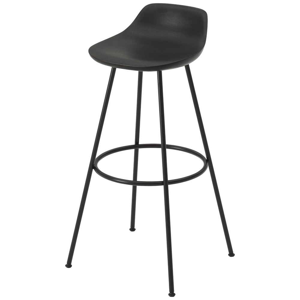 oak / urethane finish, bold black / Steel: black powder coated stainless steel