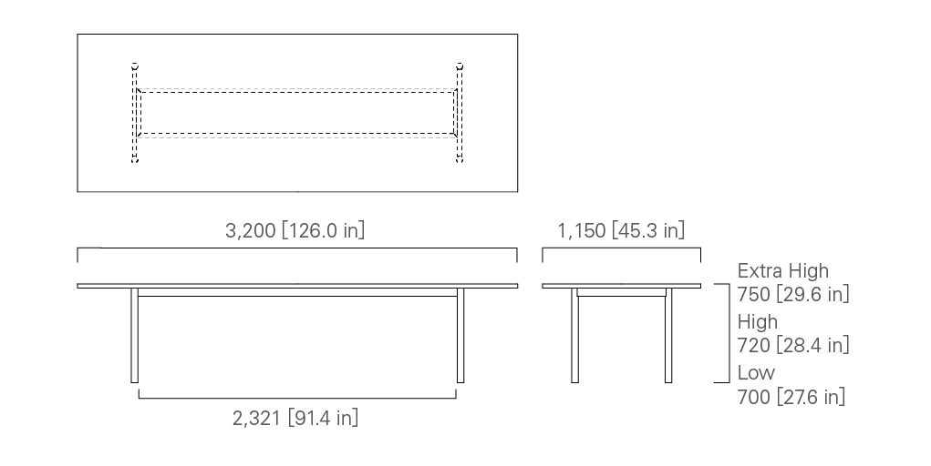 TABLE [steel leg] 320 Low / High / Extra High