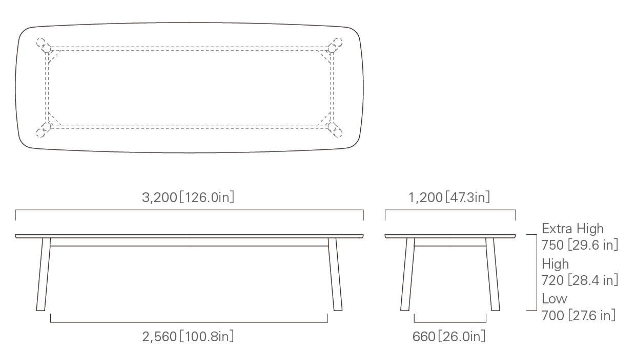 TABLE 320 Low / High / Extra High (wooden top)