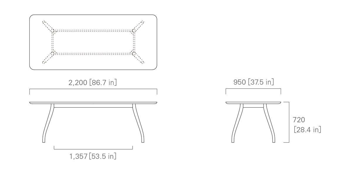 TABLE 220  (rectangular, wooden top)